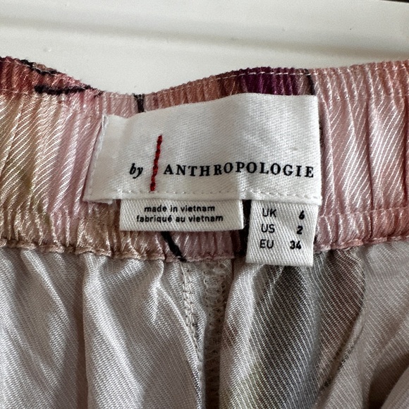 Anthropologie Floral Wide-Leg Pants in Cream and Brown - Picture 5 of 6